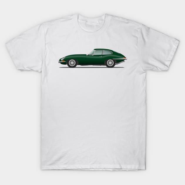 E Type Series 1 Coupe British Racing Green T-Shirt by SteveHClark